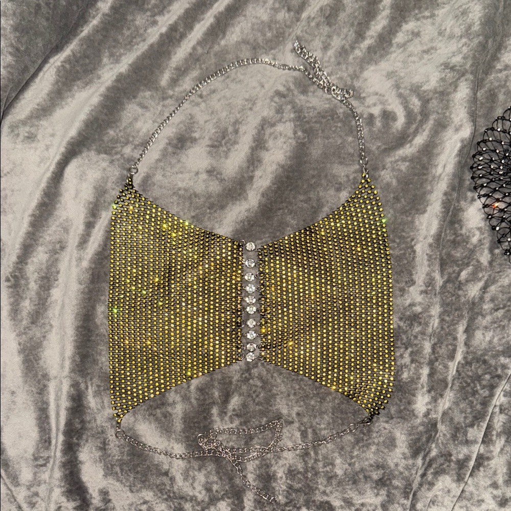 Gold and Silver Rhinestone Halter Top